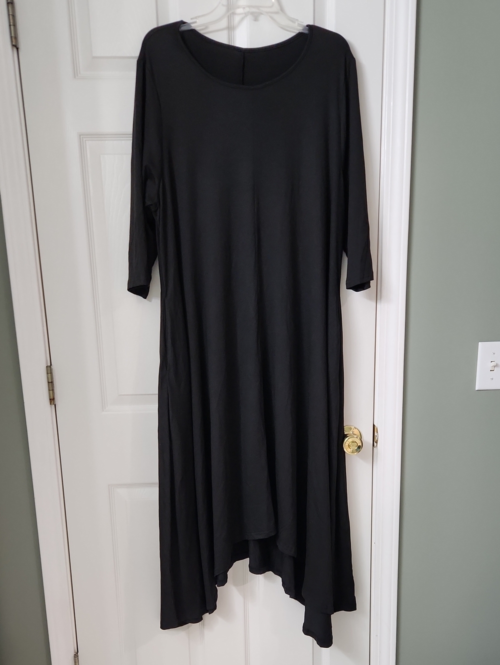 Classic Black Asymmetric Hem Women's Dress